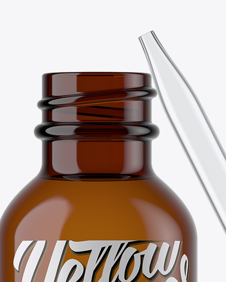 Open Amber Bottle With Dropper Mockup Open Amber Bottle With Dropper Mockup