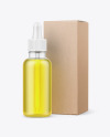 Frosted Glass Dropper Oil Bottle w/ Kraft Box Mockup