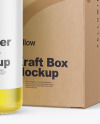 Frosted Glass Dropper Oil Bottle w/ Kraft Box Mockup