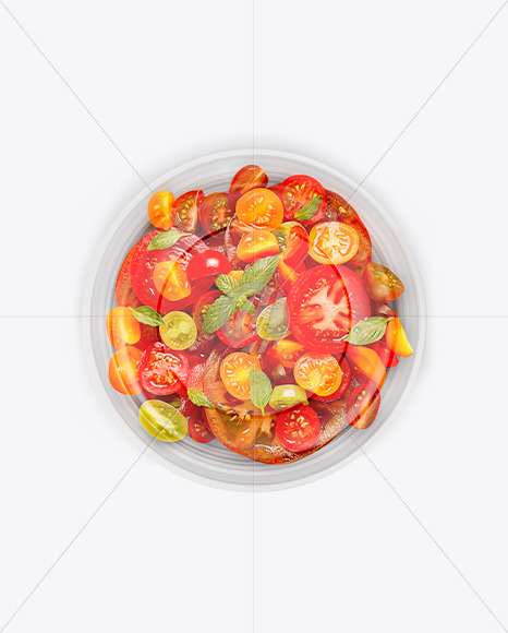 Plastic Bowl with Tomato Salad Mockup