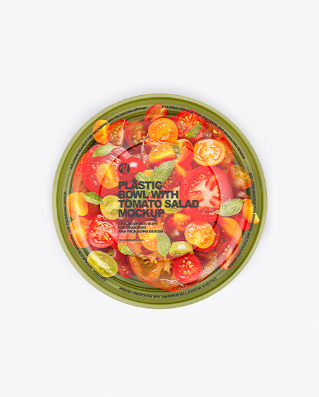 Plastic Bowl with Tomato Salad Mockup