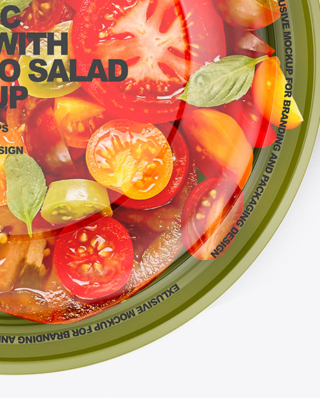 Plastic Bowl with Tomato Salad Mockup