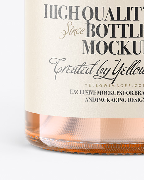 Clear Glass Bottle With Orange Wine Mockup