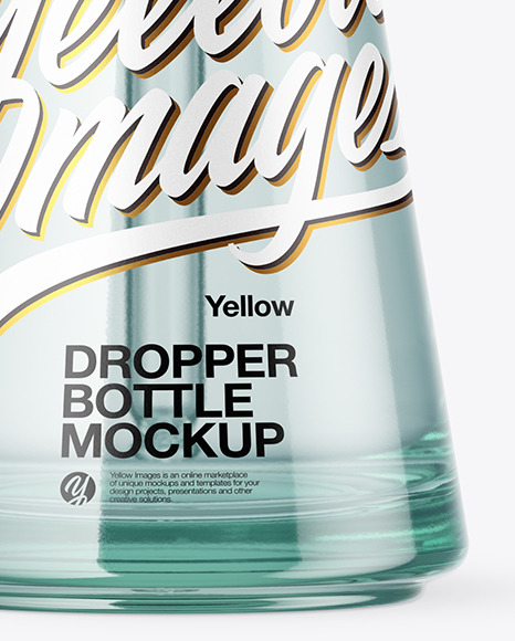 Blue Glass Dropper Bottle Mockup