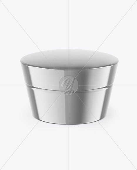 Glossy Metallic Cosmetic Jar Mockup