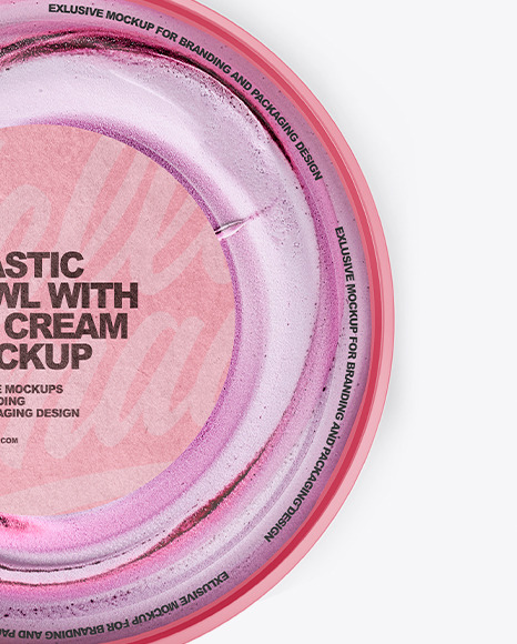 Plastic Bowl with Ice Cream Mockup