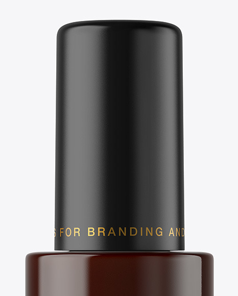 Dark Amber Cosmetic Bottle with Pump Mockup