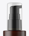 Frosted Dark Amber Cosmetic Bottle with Pump Mockup