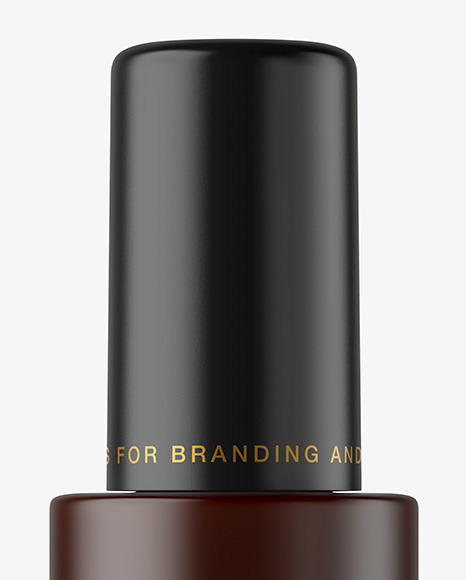 Frosted Dark Amber Cosmetic Bottle with Pump Mockup