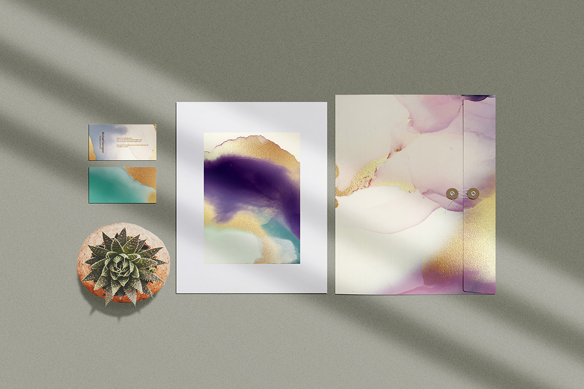 Alcohol Ink Gold Handmade Collection Alcohol Ink Gold Handmade Collection