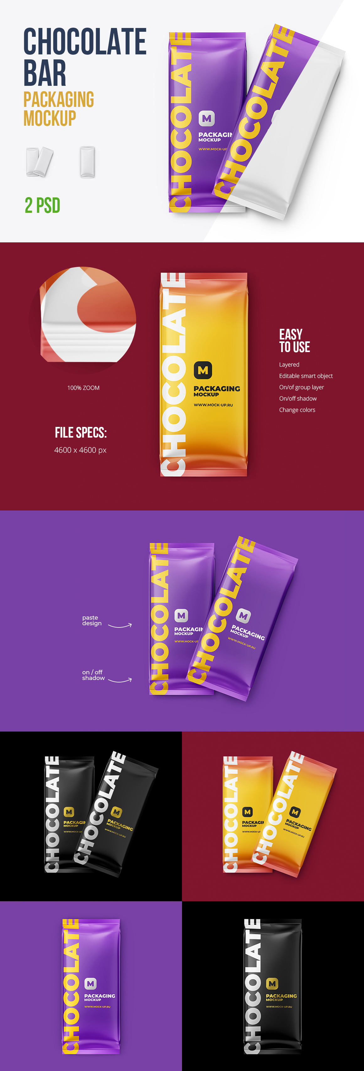 Chocolate bar Mockup. 2 PSD - FREEBIE