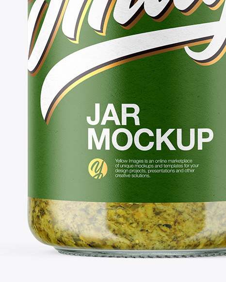 Clear Glass Jar with Pesto Sauce Mockup