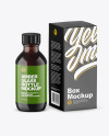 Dark Amber Glass Bottle w/ Box Mockup Dark Amber Glass Bottle w/ Box Mockup