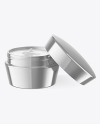 Opened Glossy Metallic Cosmetic Jar Mockup