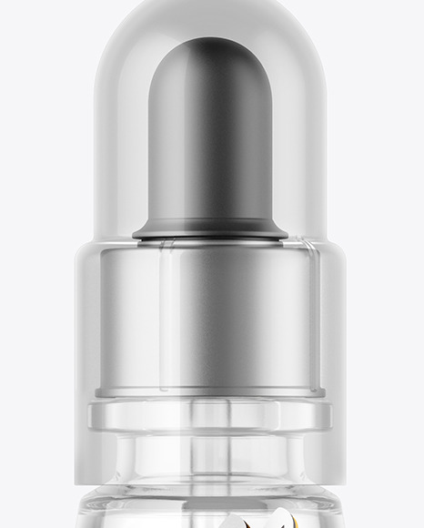 Clear Glass Dropper Bottle with Oil Mockup