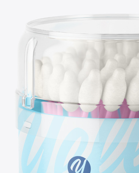 Round Box with Cotton Buds Mockup