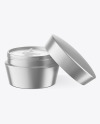 Opened Matte Metallic Cosmetic Jar Mockup