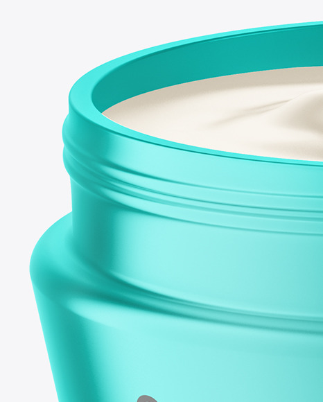 Opened Matte Metallic Cosmetic Jar Mockup