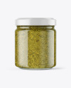 Clear Glass Jar with Pesto Sauce Mockup