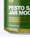 Clear Glass Jar with Pesto Sauce Mockup