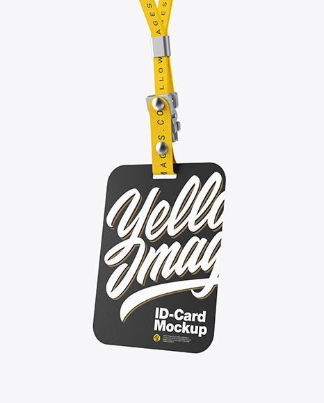 Lanyard w/ Paper ID Card Mockup - Side View