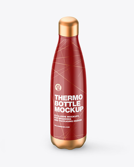 Glossy Thermo Bottle Mockup - Sport bottle mockup