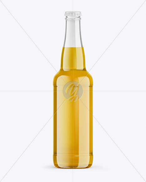 Clear Glass Lager Beer Bottle Mockup