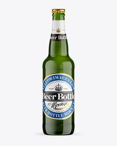 Green Glass Lager Beer Bottle Mockup