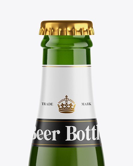 Green Glass Lager Beer Bottle Mockup