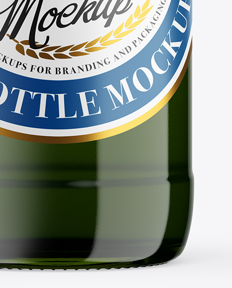 Green Glass Lager Beer Bottle Mockup