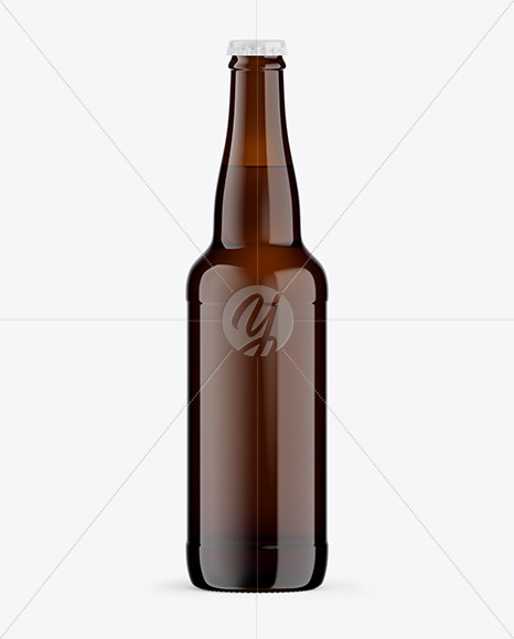 Amber Glass Lager Beer Bottle Mockup