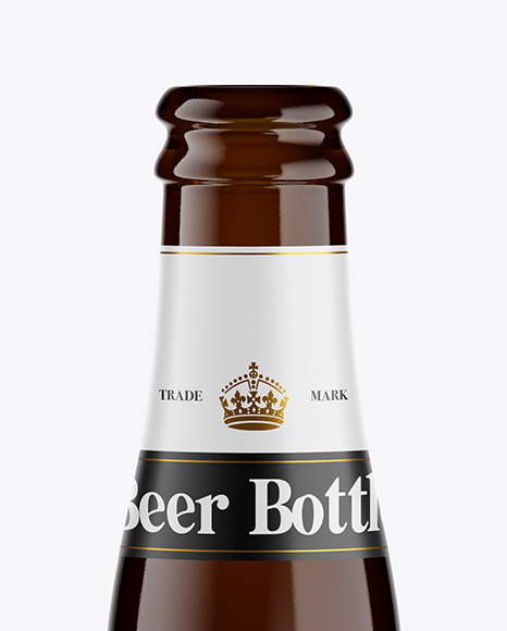 Amber Glass Lager Beer Bottle Mockup