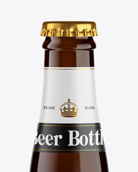 Amber Glass Lager Beer Bottle Mockup