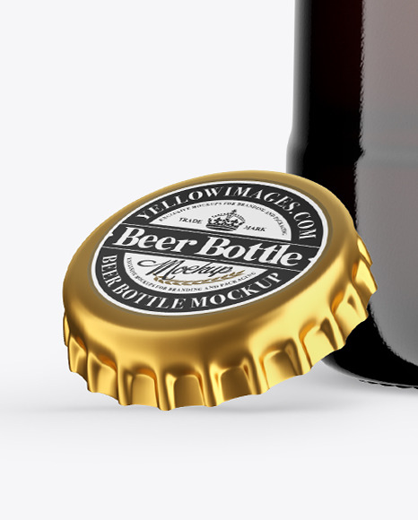 Amber Glass Lager Beer Bottle Mockup