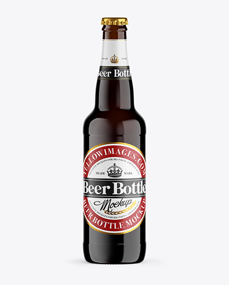 Amber Glass Dark Beer Bottle Mockup