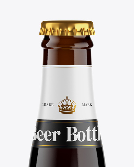 Amber Glass Dark Beer Bottle Mockup