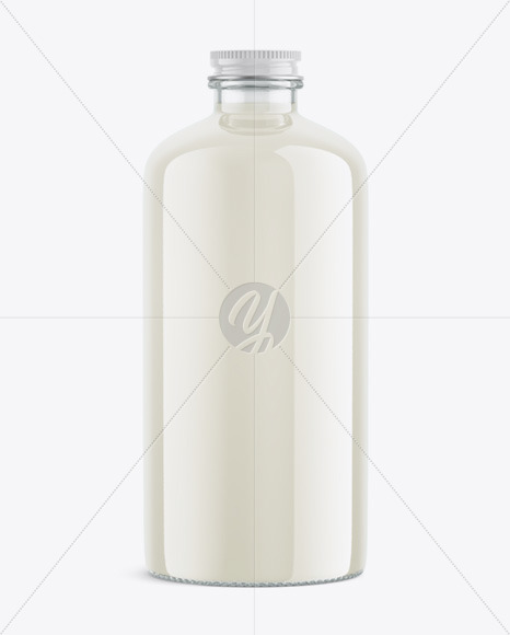 Milk Bottle Mockup - Half Side View