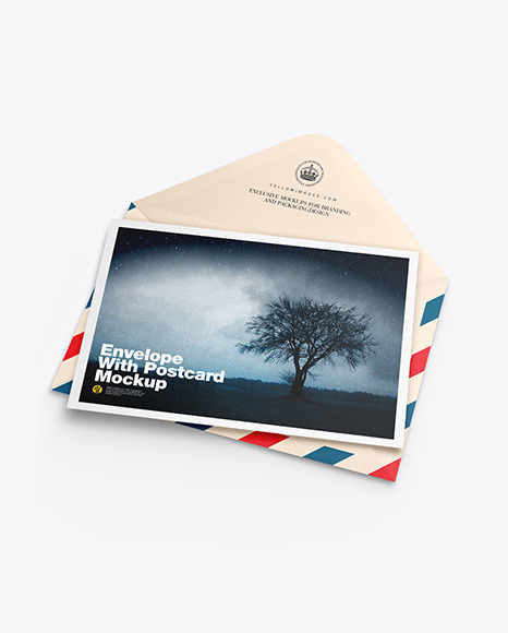 Textured Envelope w/ Postcard Mockup