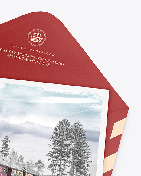 Textured Envelope w/ Postcard Mockup