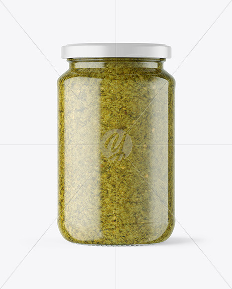 Clear Glass Jar with Pesto Sauce Mockup