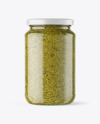 Clear Glass Jar with Pesto Sauce Mockup