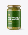 Clear Glass Jar with Pesto Sauce Mockup