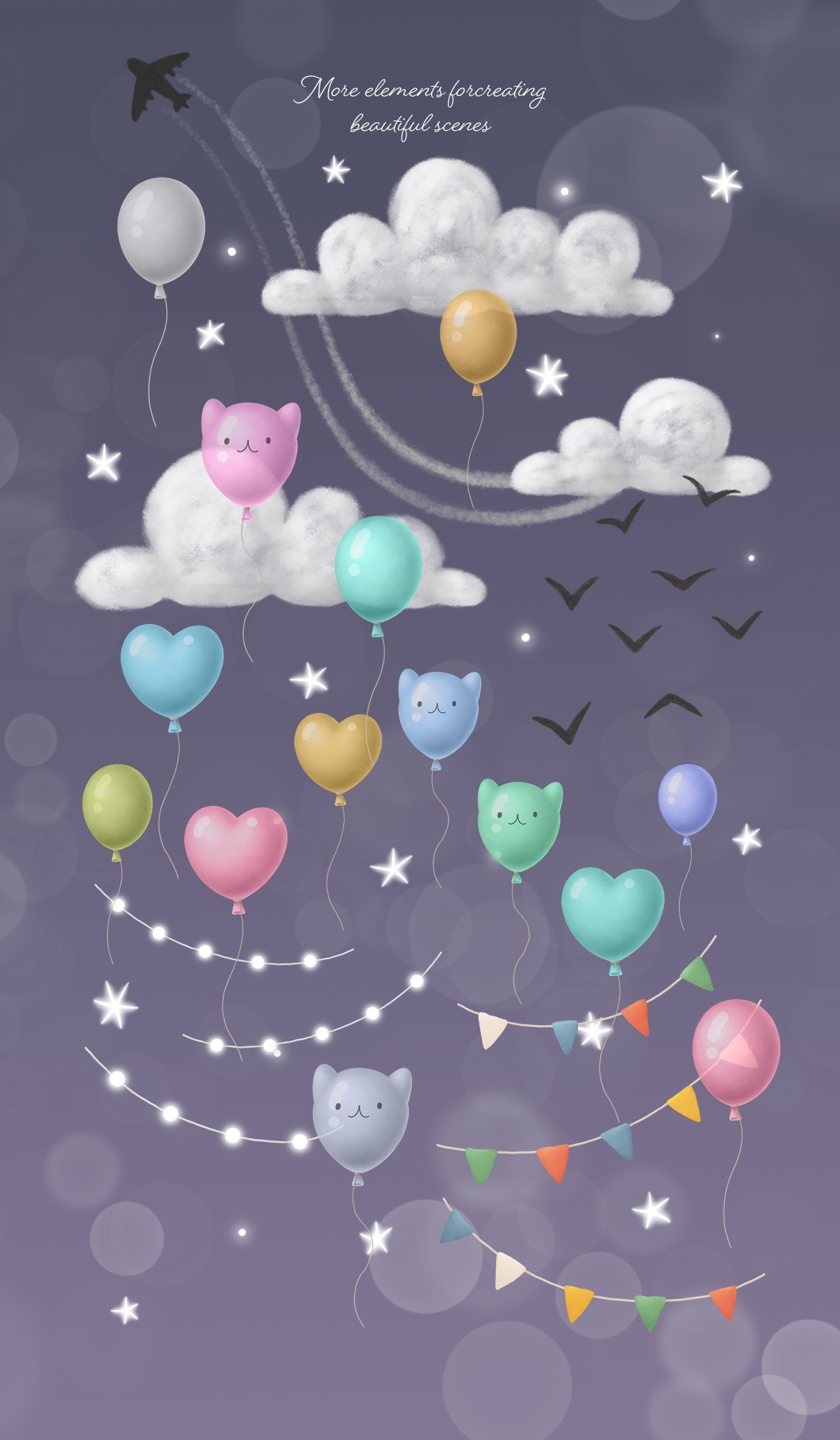 Hot air balloon with animals cute clipart set Hot air balloon with animals cute clipart set