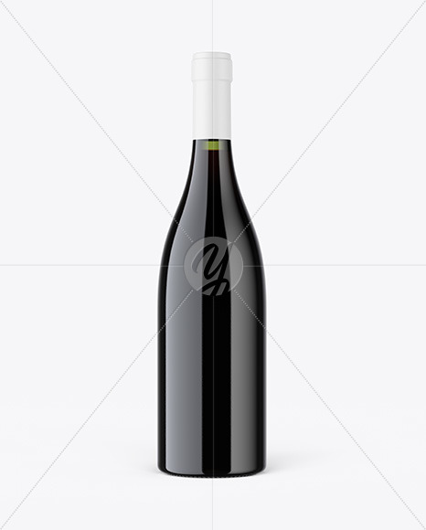 Green Glass Bottle With Red Wine Mockup