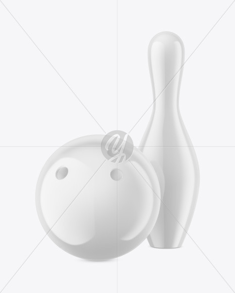 Glossy Bowling Ball w/ Bowling Pin Mockup