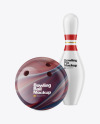 Glossy Bowling Ball w/ Bowling Pin Mockup