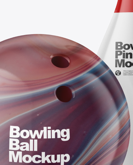 Glossy Bowling Ball w/ Bowling Pin Mockup