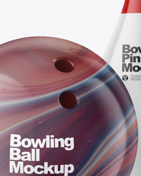 Glossy Bowling Ball w/ Bowling Pin Mockup