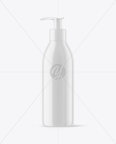 Glossy Cosmetic Bottle with Pump Mockup