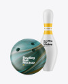 Matte Bowling Ball w/ Bowling Pin Mockup